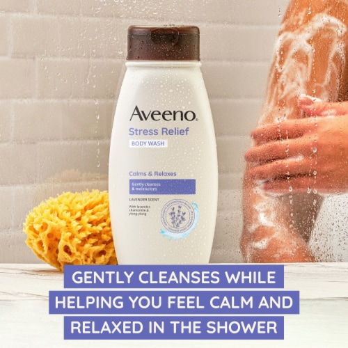 Aveeno Stress Relief Body Wash With Oat Calming Lavender Scent Perspective: left