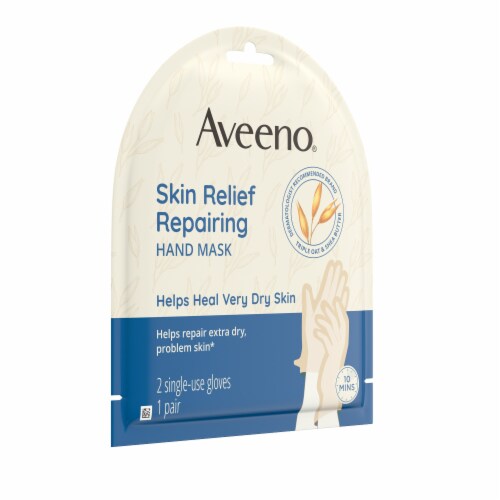 Aveeno Skin Relief Repairing Hand Mask 2 Single-Use Gloves Perspective: left