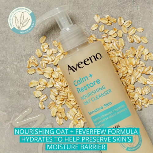 Aveeno Calm + Restore Nourishing Oat Face Wash Fragrance-Free for Sensitive Skin Perspective: left
