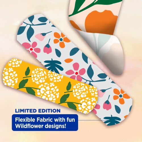 Band-Aid Brand Flexible Fabric Bandages, Wildflower, Assorted Perspective: left