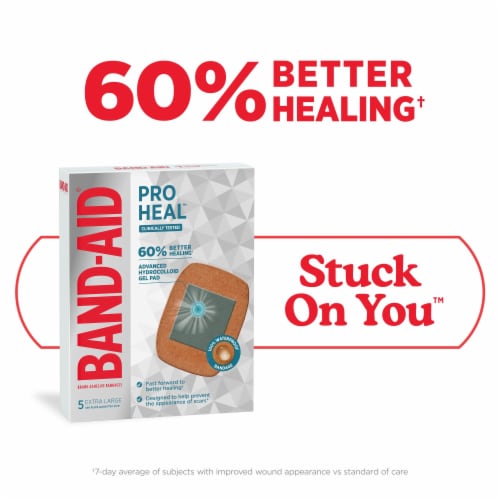 Band-Aid Brand Extra Large Pro Heal Bandages + Hydrocolloid Pads Perspective: left