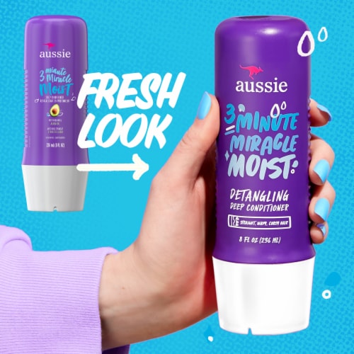 Aussie 3 Minute Miracle Moist Detangling Deep Conditioner with Avocado Oil Paraben and Sulfate Free Perspective: left