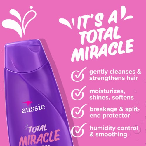 Aussie Total Miracle Shampoo with Apricot and Macadamia Oil Paraben Free for Dry Damaged Hair Perspective: left