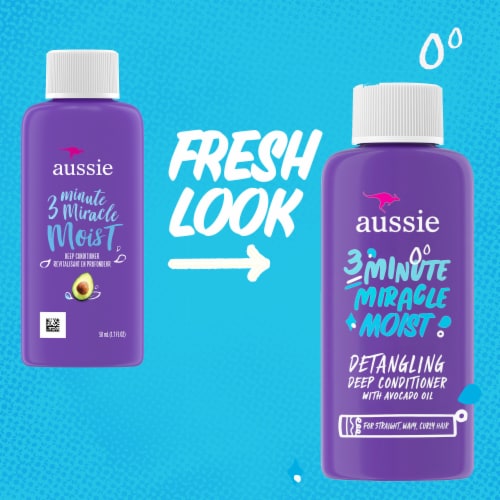 Aussie 3 Minute Miracle Moist Deep Conditioner with Avocado Oil Paraben and Sulfate Free Travel Size Perspective: left