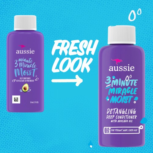 Aussie 3 Minute Miracle Moist Deep Conditioner with Avocado Oil Paraben and Sulfate Free Travel Size Perspective: left