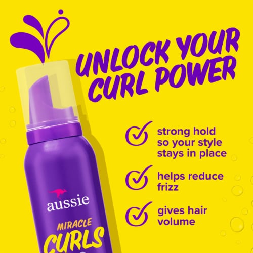 Aussie Miracle Curls Coconut & Jojoba Oil Styling Mousse Perspective: left