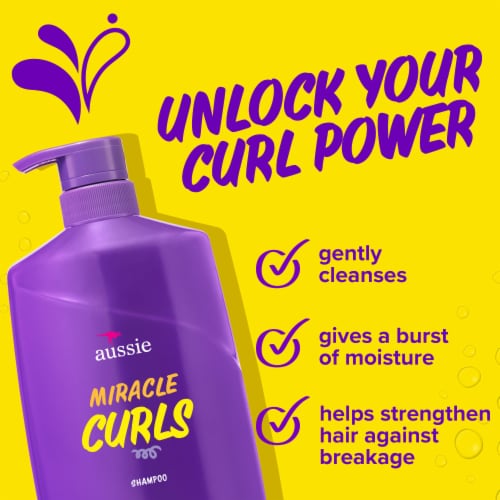 Aussie Miracle Curls Shampoo with Coconut Oil Paraben Free Perspective: left