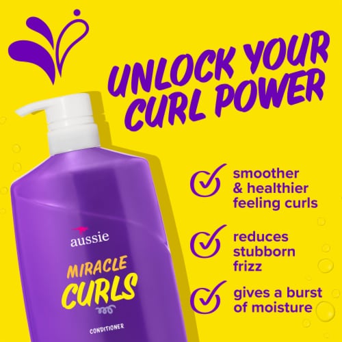 Aussie Miracle Curls Conditioner with Coconut Oil Paraben Free Perspective: left