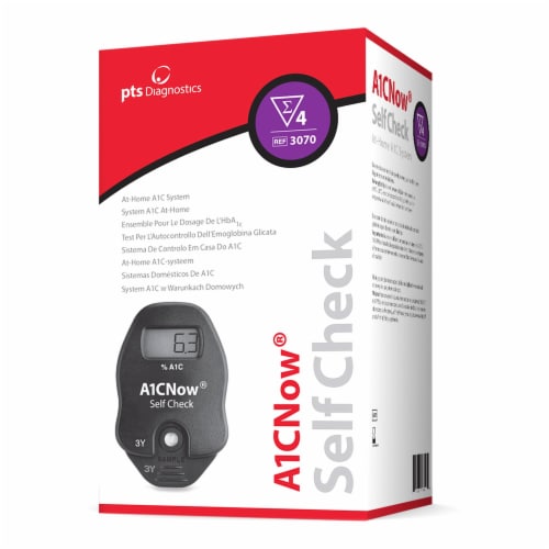 A1C Now Self Check 4 Test Kit Perspective: left