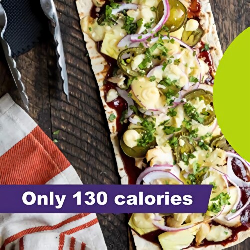 FLATOUT Thin Pizza Crust RUSTIC WHITE, 6 Pack | 4 Count Perspective: left