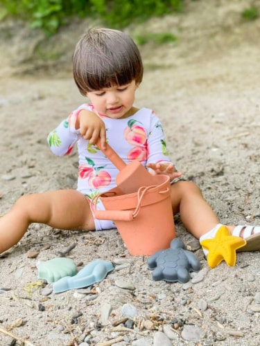 Silicone Beach Sand Toys Modern Baby Beach Toys Silicone Bucket Shovel 4 Sand Molds 1 set Pay Less Super Markets