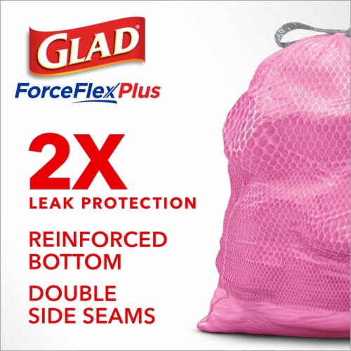 Glad ForceFlex MaxStrength 13 gal. Cherry Blossom Scent Pink Kitchen Drawstring Trash Bags (Pack of 10), Size: 1 ea