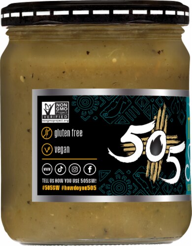 505 Southwestern Roadhouse Tomatillo and Medium Roasted Green Chile Salsa Perspective: left
