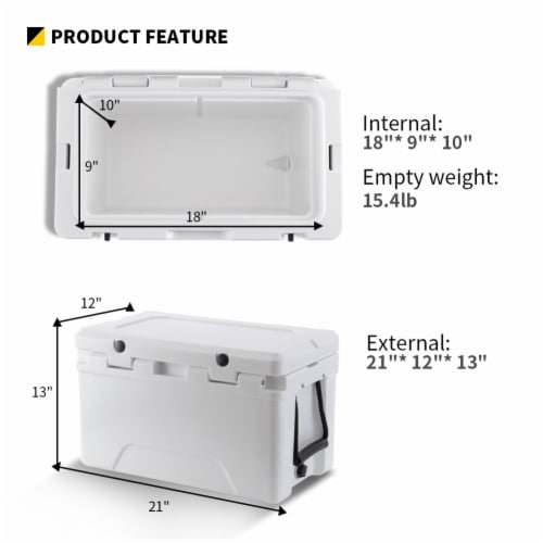 EchoSmile 30 Quart White Rotomolded Cooler Perspective: left