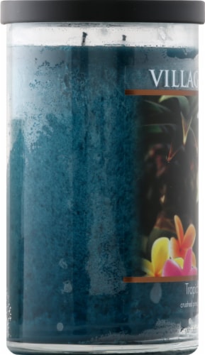 Village Candle Tropical Getaway Candle - Teal Perspective: left