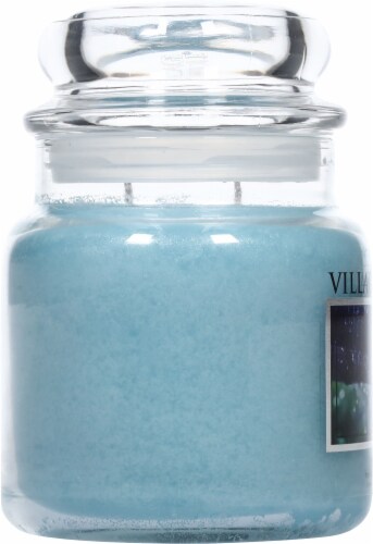 Village Candle® Medium Glass Dome Jar Candle Rain Scent Perspective: left