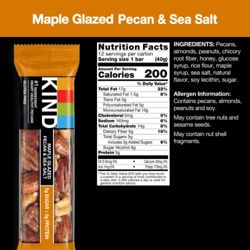 KIND® Maple Glazed Pecan & Sea Salt Nut Bars Perspective: left