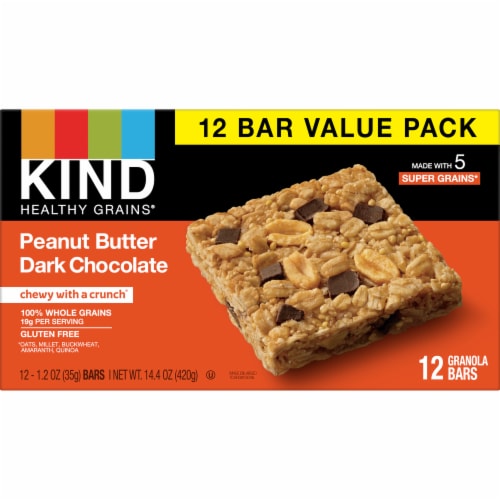 KIND Healthy Grains Peanut Butter Dark Chocolate Bars Perspective: left