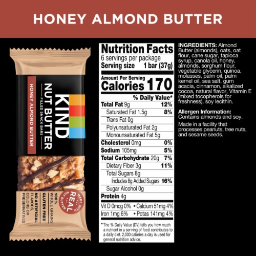 KIND Nut Butter Honey Almond Butter Snack Bars Perspective: left