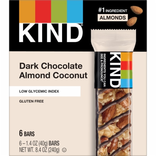 KIND Dark Chocolate Almond Coconut Nut Bars Perspective: left