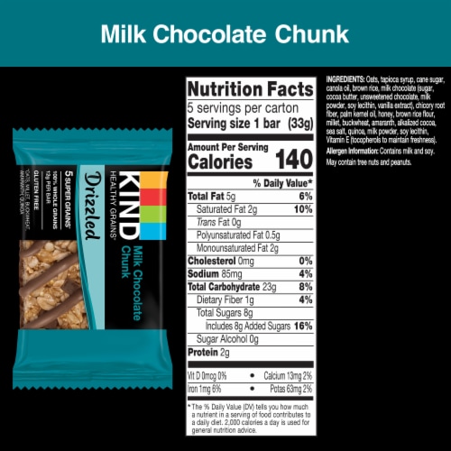 KIND Healthy Grains Milk Chocolate Chunk Snack Bars Perspective: left