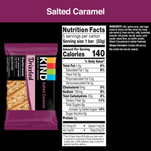KIND Healthy Grains Salted Caramel Snack Bars Perspective: left