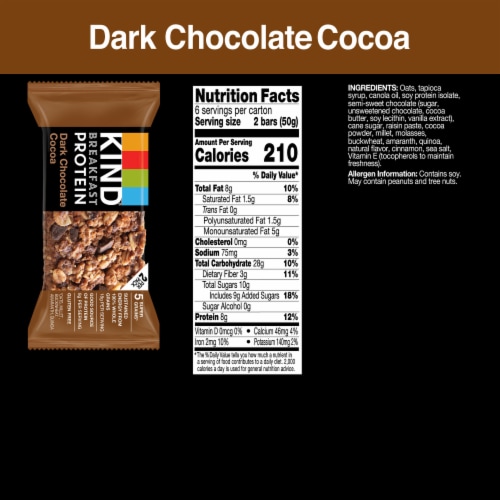 KIND Dark Chocolate Cocoa Breakfast Protein Bars Perspective: left