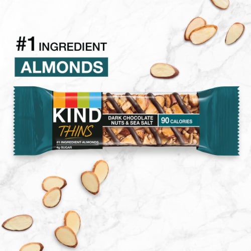 KIND Thins Dark Chocolate Nuts & Sea Salt Nut Bars Perspective: left