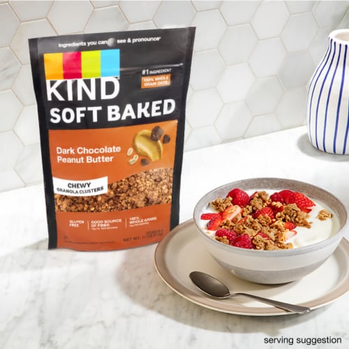 KIND Soft Baked Dark Chocolate Peanut Butter Protein Granola Perspective: left