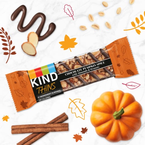 KIND Thins Chocolate Pumpkin Spice Fruit and Nut Bars Perspective: left