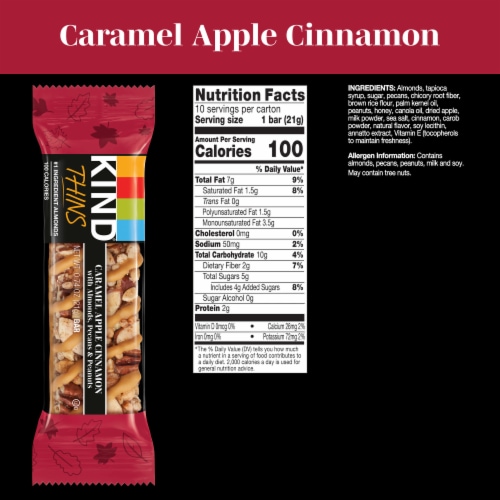 KIND Thins Caramel Apple Cinnamon Fruit and Nut Bars Perspective: left