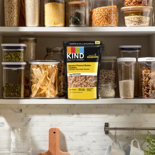 KIND Healthy Grains Banana Peanut Butter with Dark Chocolate Chunks Granola Clusters Perspective: left