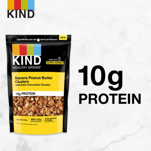 KIND Healthy Grains Banana Peanut Butter with Dark Chocolate Chunks Granola Clusters Perspective: left