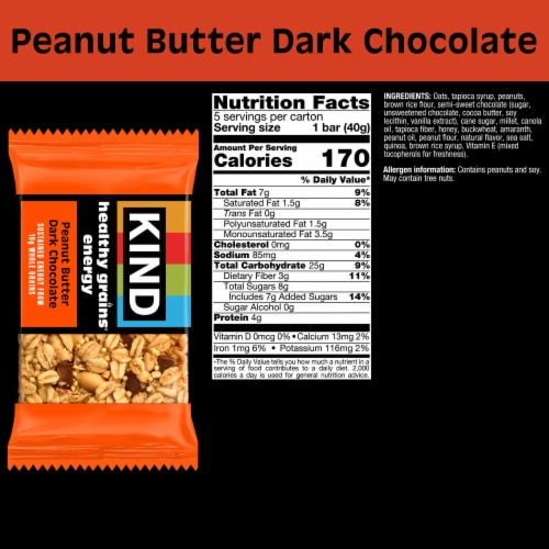 KIND Peanut Butter Dark Chocolate Healthy Grains Energy Bars Perspective: left