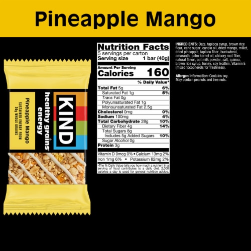 KIND Pineapple Mango Healthy Grains Energy Bars Perspective: left