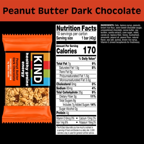 KIND Peanut Butter Dark Chocolate Healthy Grains Energy Bars Perspective: left