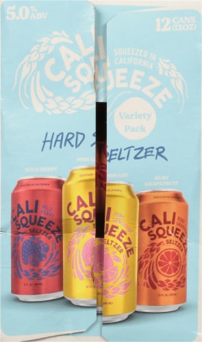 Cali Squeeze Variety Pack Citrus Hard Seltzer Craft Beer 12 Cans / 12 fl oz Perspective: left