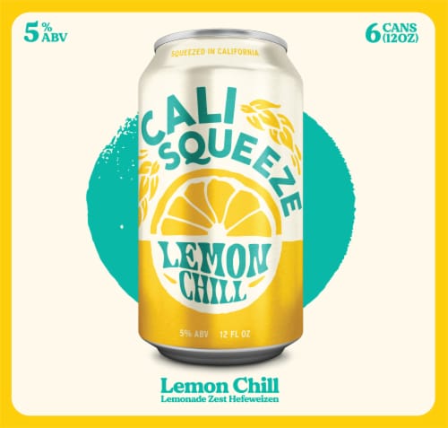 Cali Squeeze Lemon Chill Citrus Wheat Ale Craft Beer 6 Cans / 12 fl oz Perspective: left