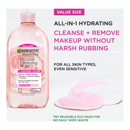 Garnier SkinActive Micellar Cleansing Water & Makeup Remover Hydrating with Rose Water Perspective: left