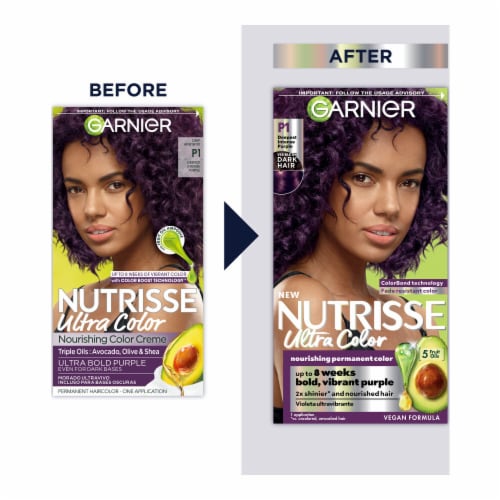 Garnier Nutrisse Ultra Color Permanent Hair Color P1 Deepest Intense Purple Perspective: left