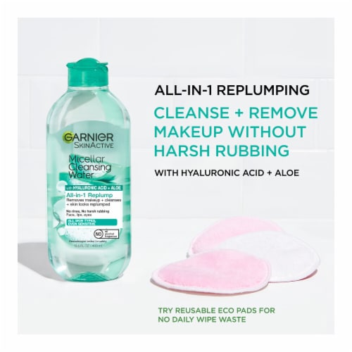 Garnier SkinActive Micellar Cleansing Water & Makeup Remover Replump with Hyaluronic Acid & Aloe Perspective: left