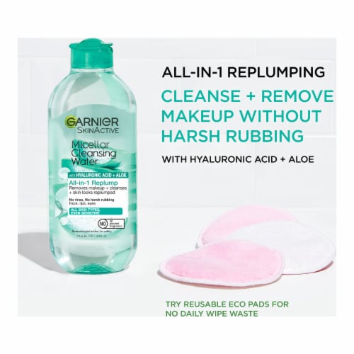 Garnier SkinActive Micellar Cleansing Water & Makeup Remover Replump with Hyaluronic Acid & Aloe Perspective: left