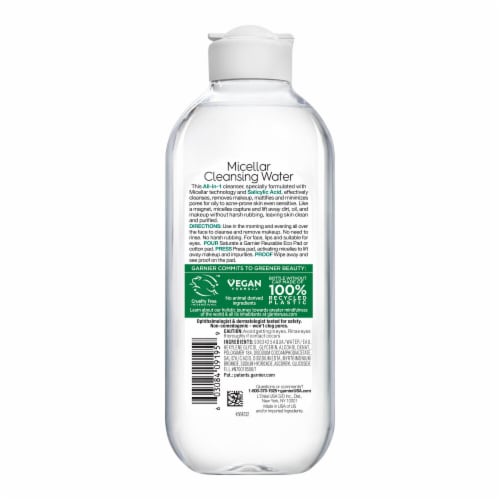 Garnier SkinActive Micellar Cleansing Water & Makeup Remover with Salicylic Acid for Acne Prone Skin Perspective: left