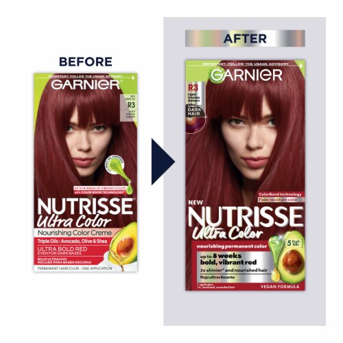 Garnier Nutrisse Ultra Color Nourishing Permanent Hair Color R3 Light Intense Auburn Perspective: left