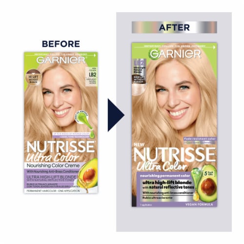 Garnier Nutrisse Ultra Color LB2 Ultra Light Natural Blonde Nourishing Bold Permanent Hair Color Perspective: left