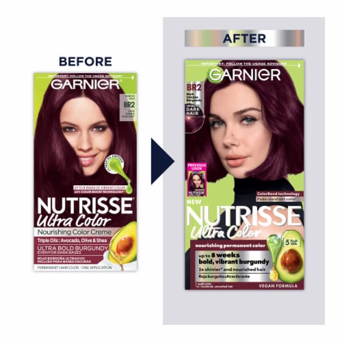 Garnier Nutrisse Ultra Color Nourishing Permanent Hair Color BR2 Dark Intense Burgundy Perspective: left