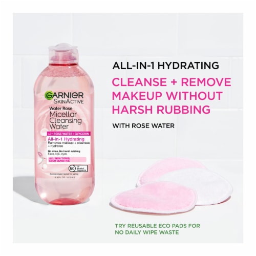 Garnier All-in-1 Hydrating Micellar Cleansing Water with Rose Water Perspective: left