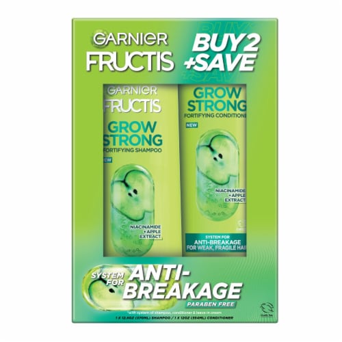 Garnier Fructis Grow Strong Fortifying Shampoo and Conditioner Set for Weak, Fragile Hair Perspective: left