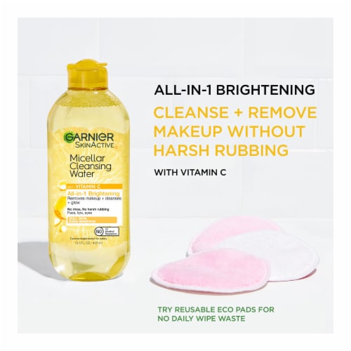 Garnier SkinActive Micellar Cleansing Water & Makeup Remover Brightening with Vitamin C Perspective: left