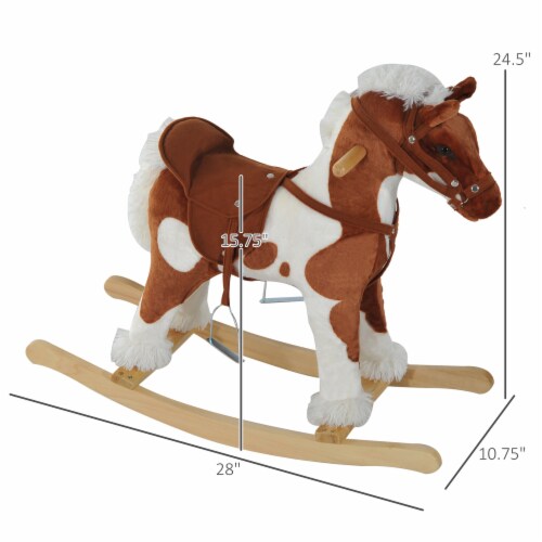 Kids Ride On Rocking Horse Toy Plush Wood Pony Traditional Gift w